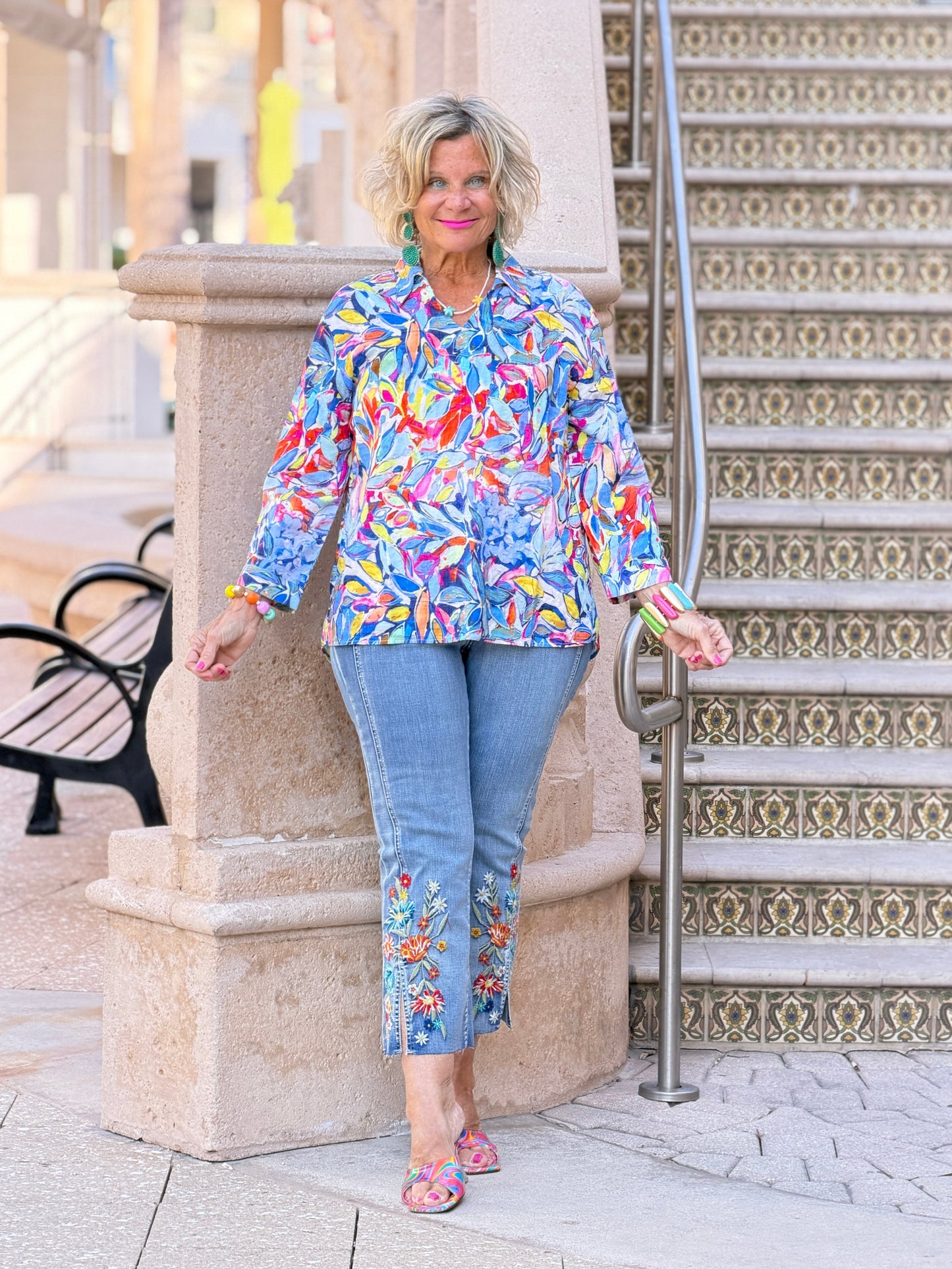 Ethyl Casual Collar V-Neck Blouse - Cushy