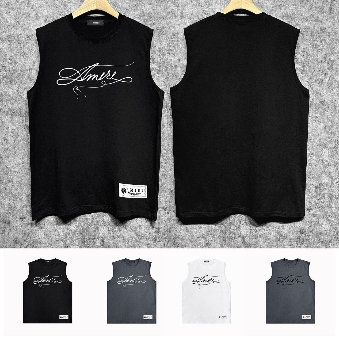 Amiri tank top needlework letterprinting