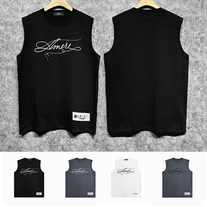 Amiri tank top needlework letterprinting