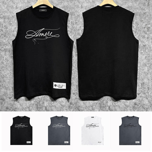 Amiri tank top needlework letterprinting
