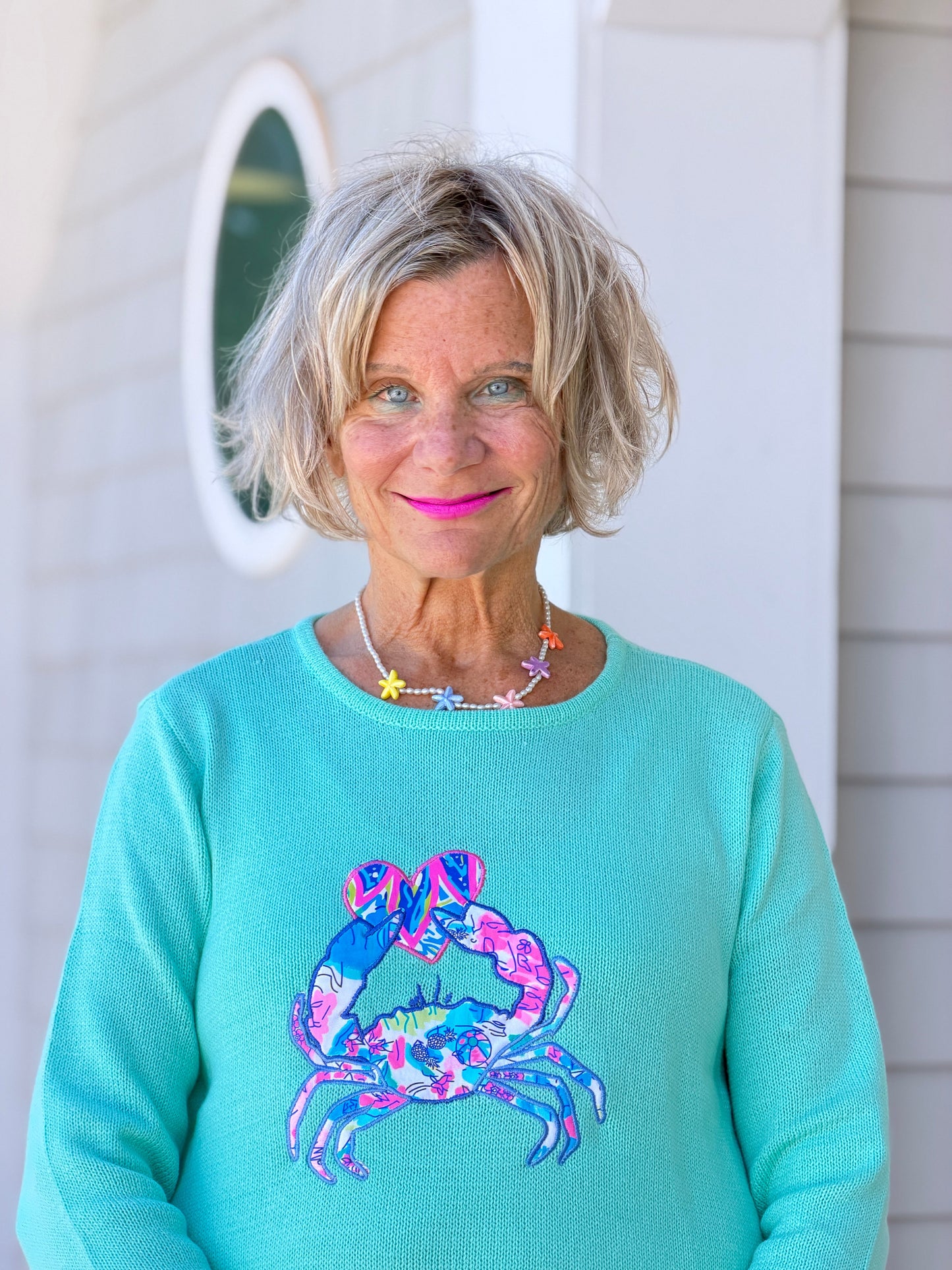 BEACH CLUB SEAFOAM CRAB SWEATER