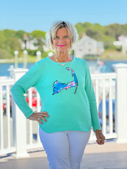 BEACH CLUB SEAFOAM CAPE COD MAP SWEATER