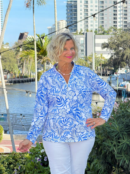 LULU B HIBISCUS COAST HALF ZIPPER