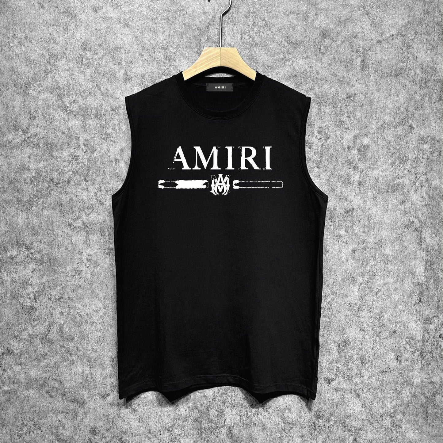 Amiri tank top with damaged letter horizontal stripesprinting