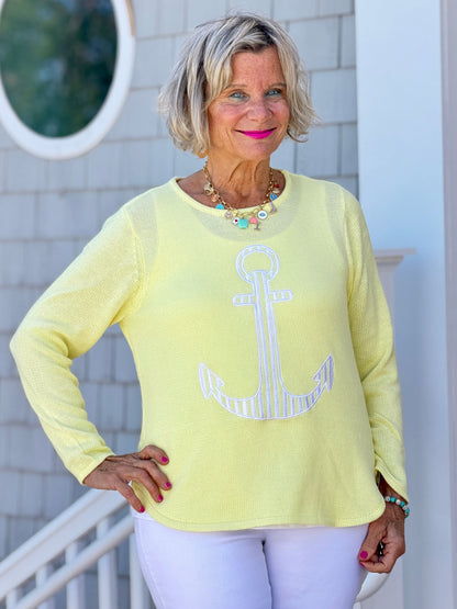 DOCKSIDE NAUTICAL YELLOW STRIPE ANCHOR
