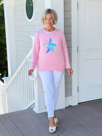 BEACH CLUB PINK STARFISH SWEATER