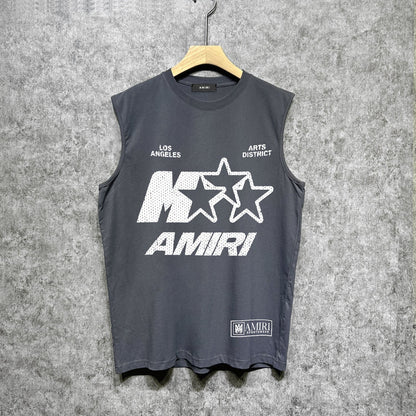 Amiri tank top five-pointed star mottled letterprinting