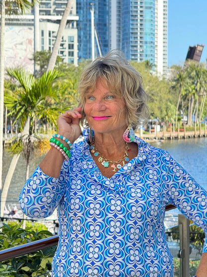 LULU B COASTAL BLOOM RUFFLE TOP