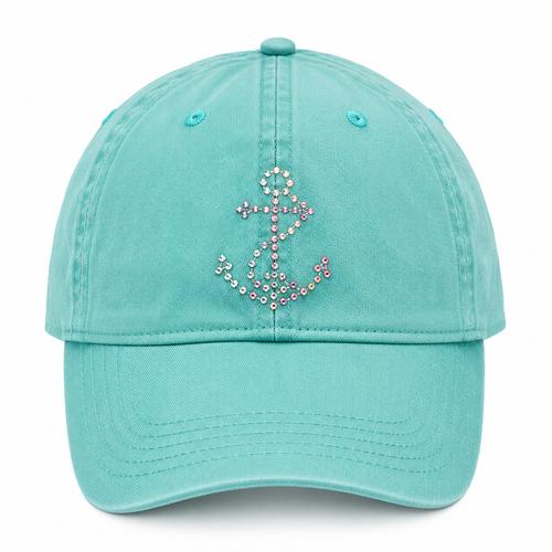 Bling light Aqua Anchor Hat