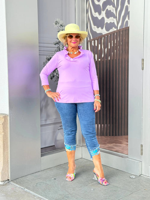 LILAC 3/25 RUFFLE TOP