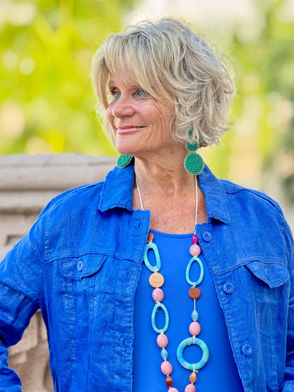 Lulu B Metallic Cobalt Linen Jacket