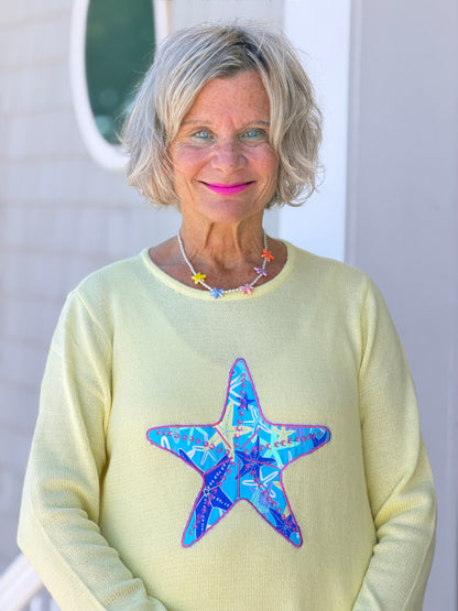 BEACH CLUB YELLOW STARFISH SWEATER