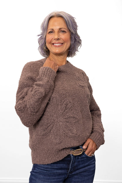 ALB Custom Women's Ribbed Neck Floral Sweater
