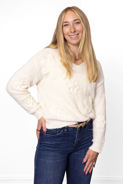 ALB Custom Women's V-Neck Floral Sweater