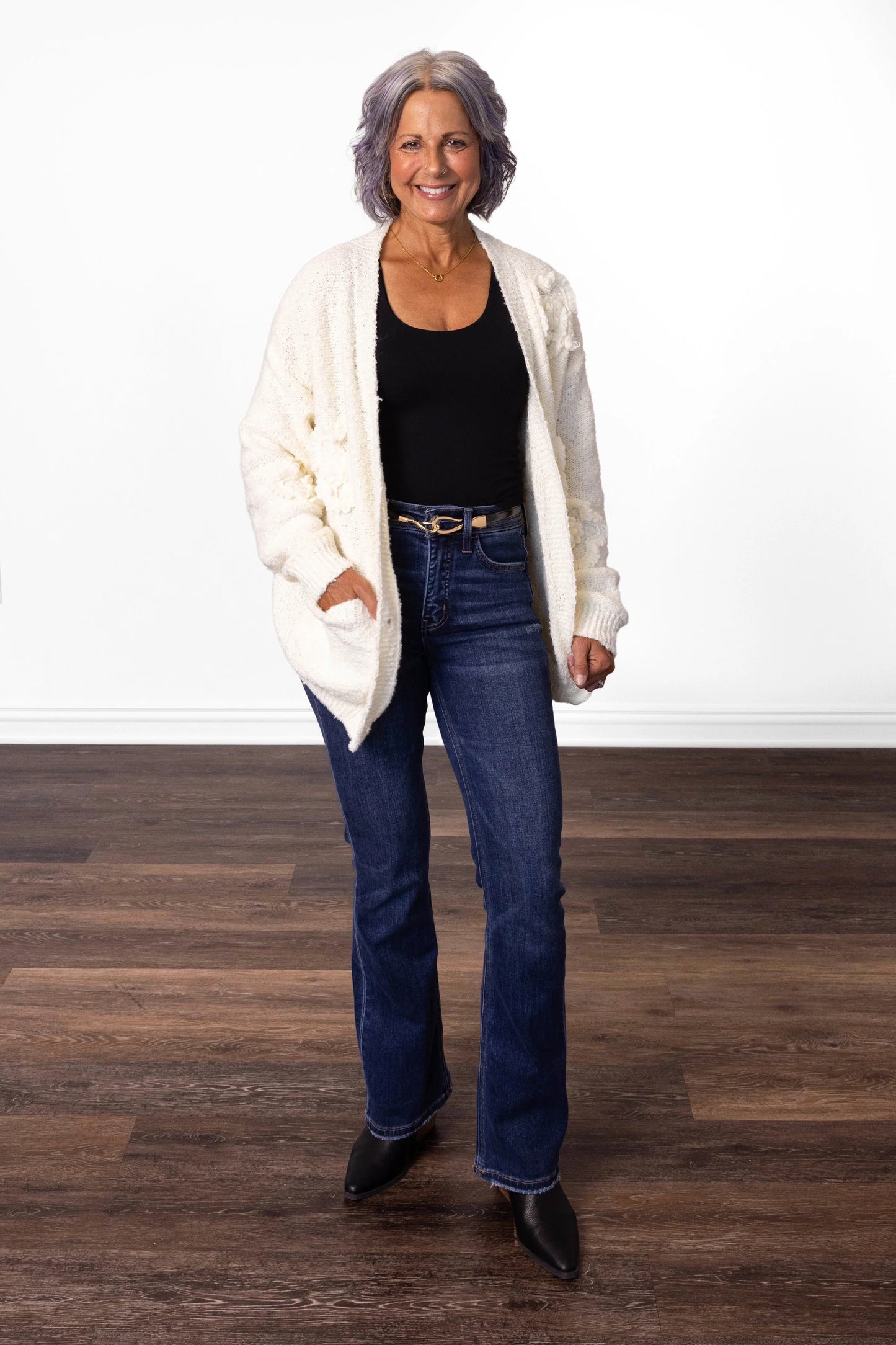 ALB Custom Women's Button Up Knit Floral Cardigan