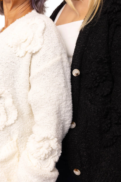 ALB Custom Women's Button Up Knit Floral Cardigan