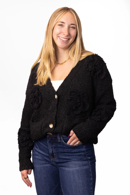 ALB Custom Women's Button Up Knit Floral Cardigan