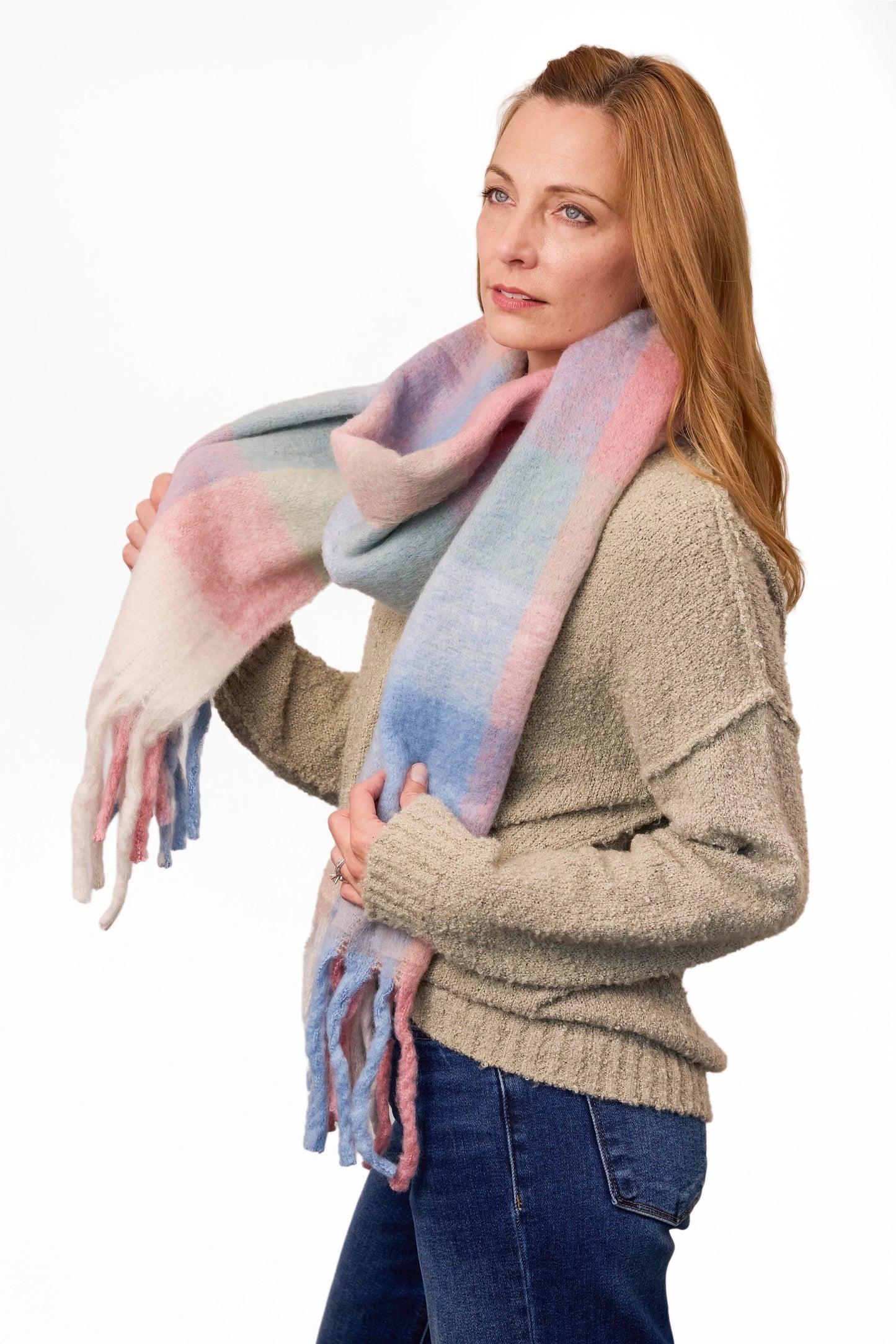 ALB Custom Women's Plaid Fleece Scarf