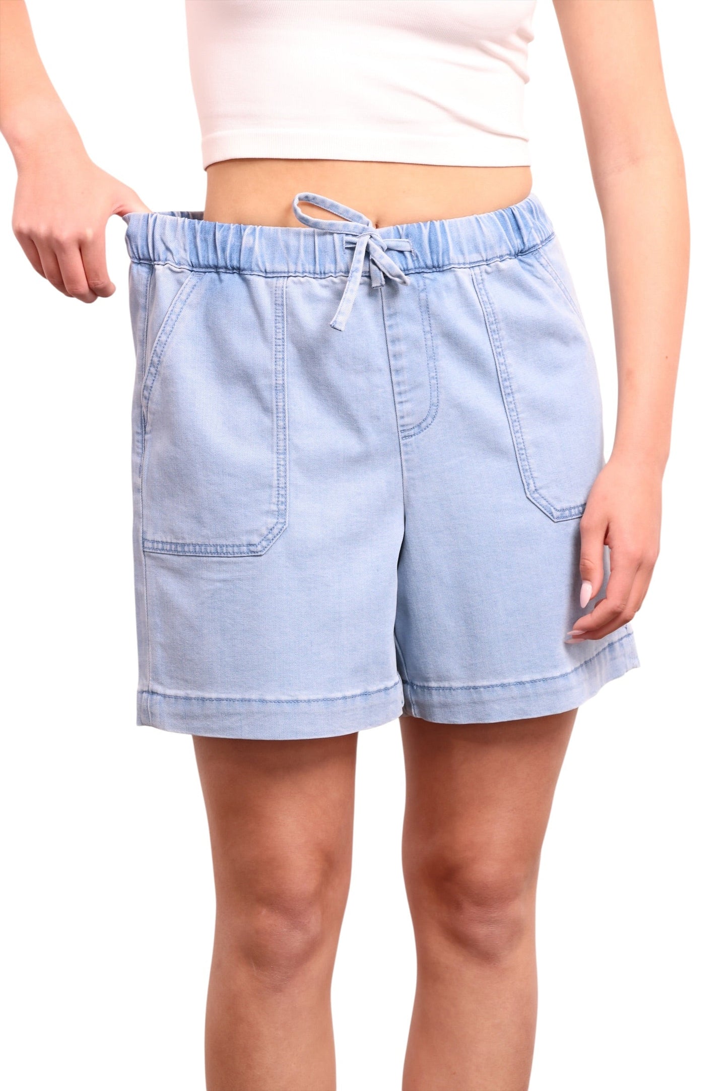 The Faye High-Rise Pull-On Relaxed Fit Denim Shorts