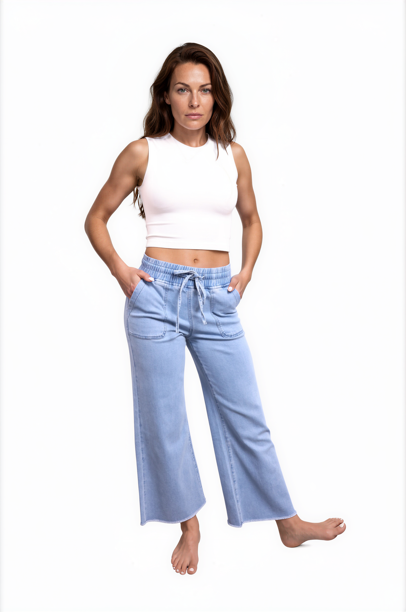 The May High-Rise Elastic Waist Wide Leg Jeans