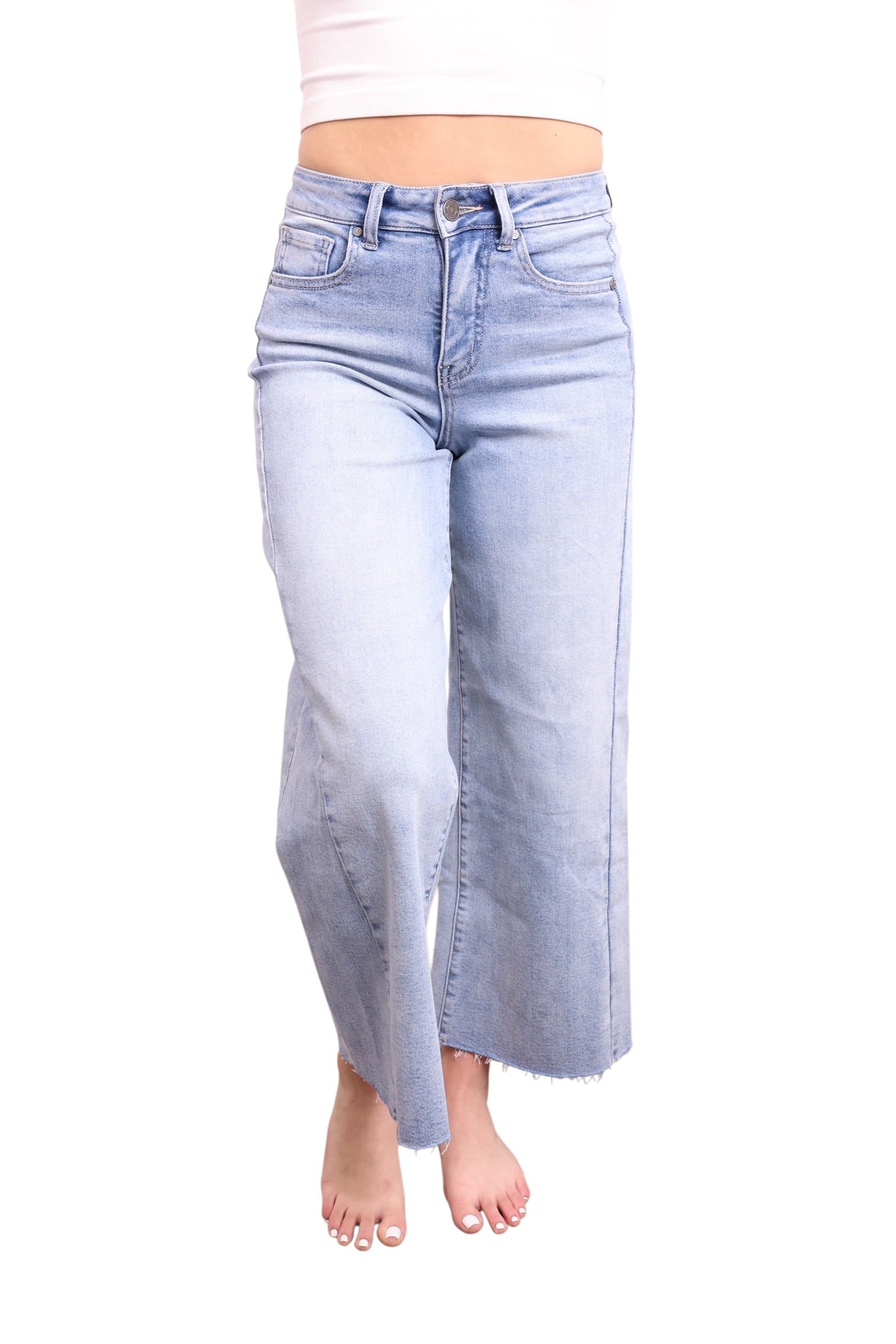 The Kayla High-Rise Tummy Control Cropped Wide Leg Jeans