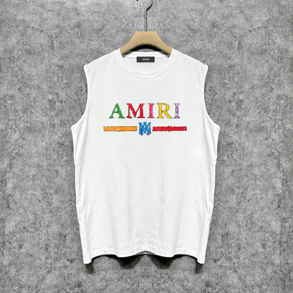 Amiri tank top colorful graffiti letter horizontal stripprinting