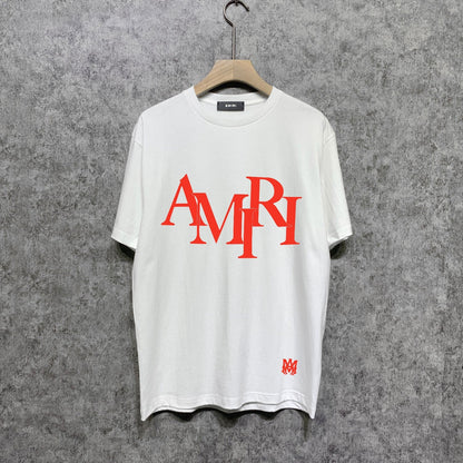 Amiri t shirts letter foam printing short sleeves