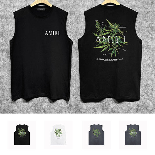 Amiri tank top leaf printing