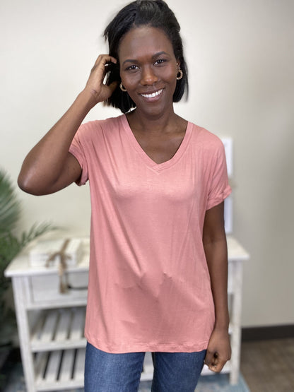 Think Positive Women's V-Neck Short Sleeve Top