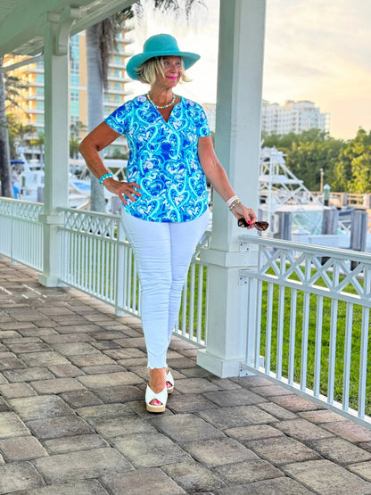 BLUE DREAMING SHORT SLEEVE TOP