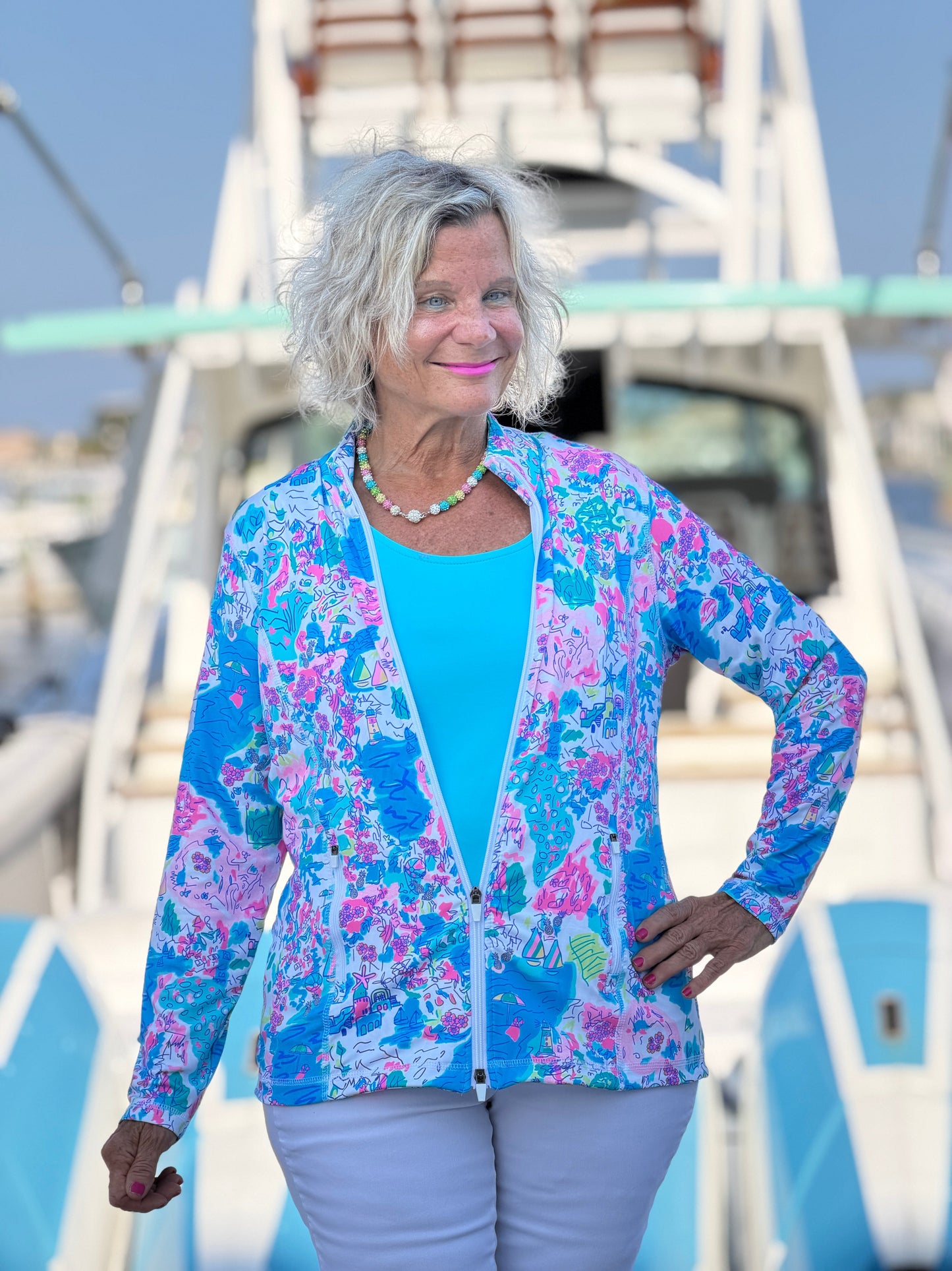 LULU-B PALM BEACH SPLASH FULL ZIPPER