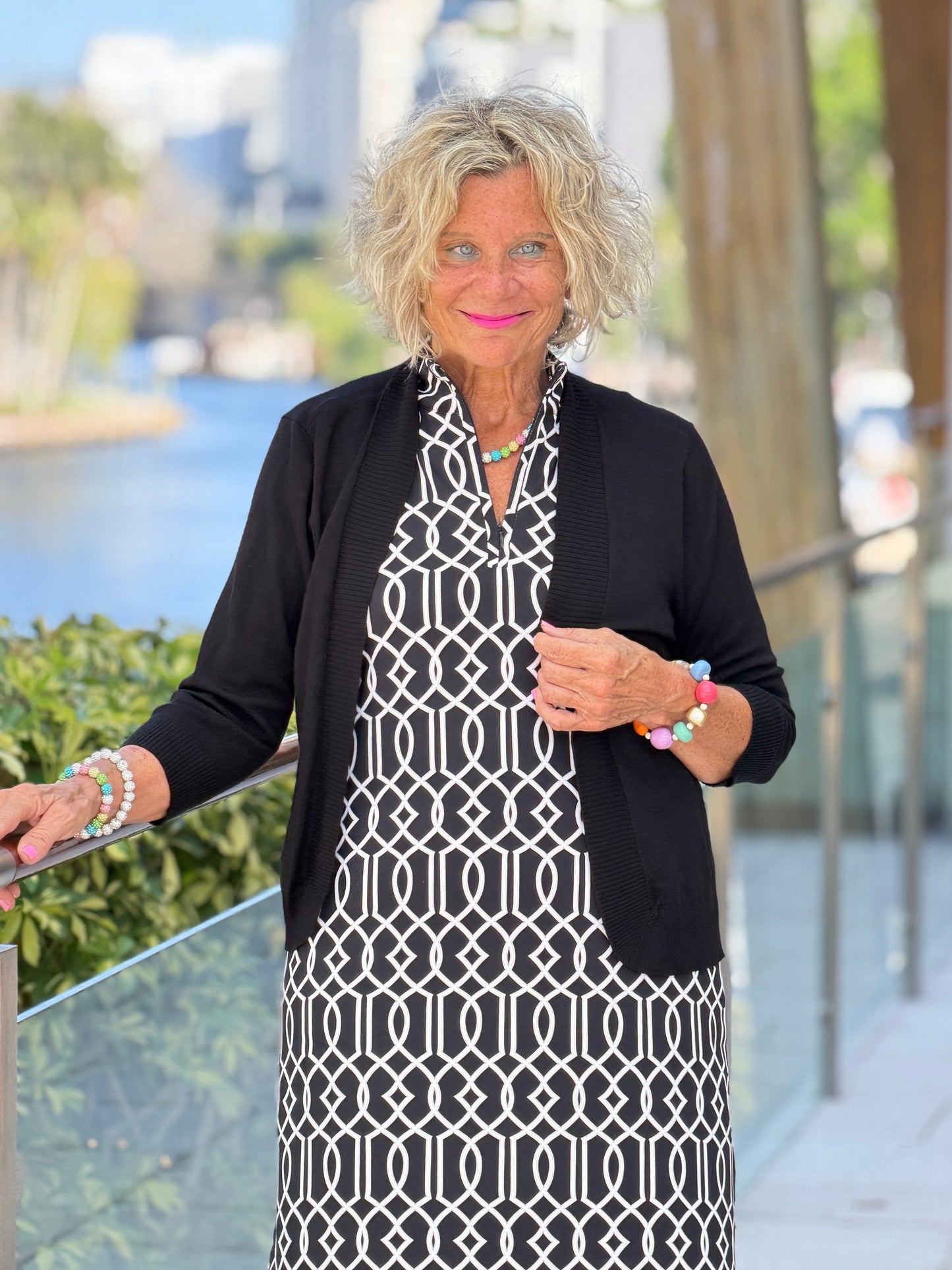 LULU B PARADISE GARDEN HALF ZIPPER MIDDY DRESS