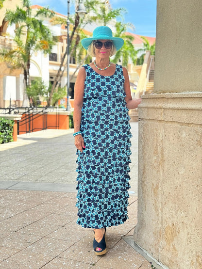 BLUE MEDALLION CHA CHA MAXI DRESS