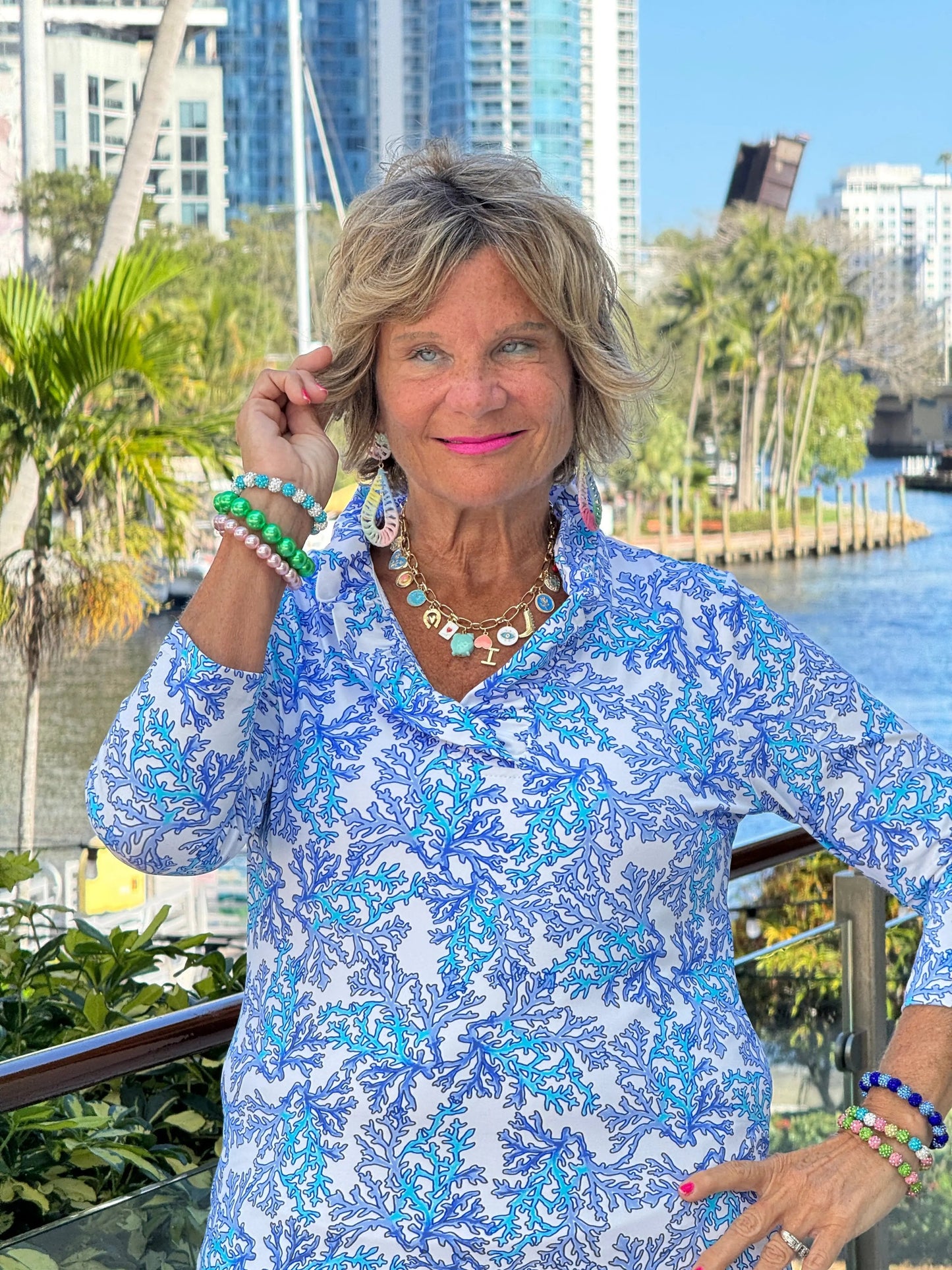 LULU B CORAL BREEZE RUFFLE TOP