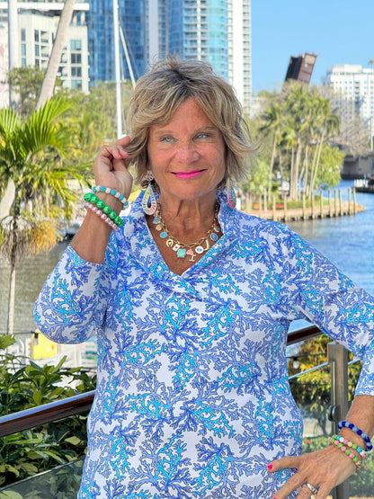 LULU B CORAL BREEZE RUFFLE TOP