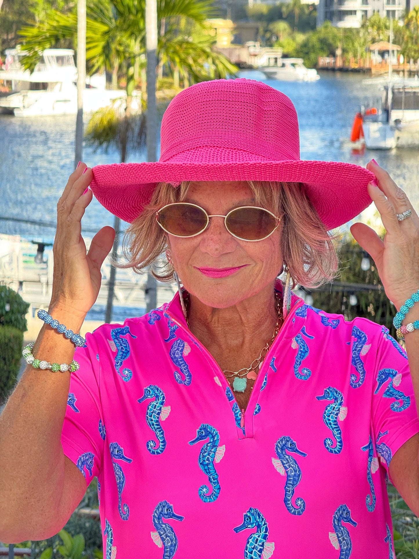 LULU B SEAHORSE BAY HALF ZIPPER SHORT SLEEVE DRESS
