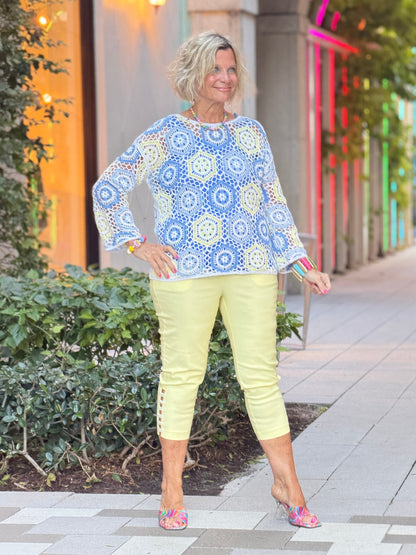 Azure Hexagon Crochet Sweater