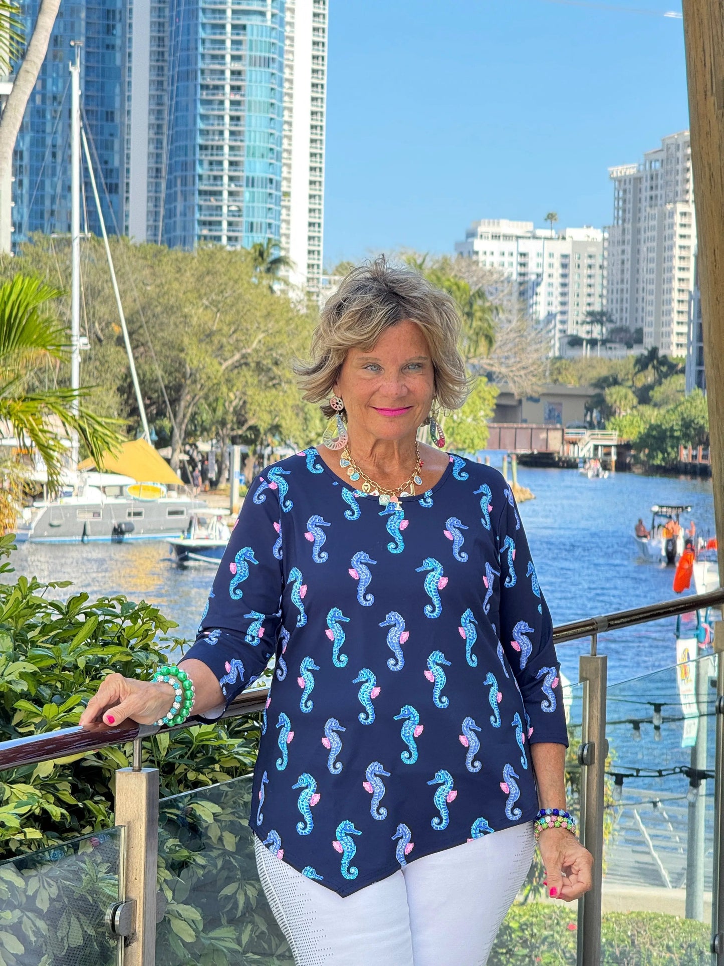 LULU B MIDNIGHT REEF ASYMMETRIC TOP
