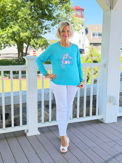 BEACH CLUB AQUA CRAB SWEATER