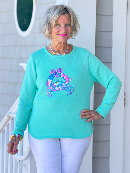 BEACH CLUB SEAFOAM CRAB SWEATER