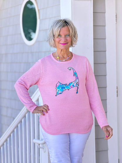 BEACH CLUB PINK CAPE COD MAP SWEATER