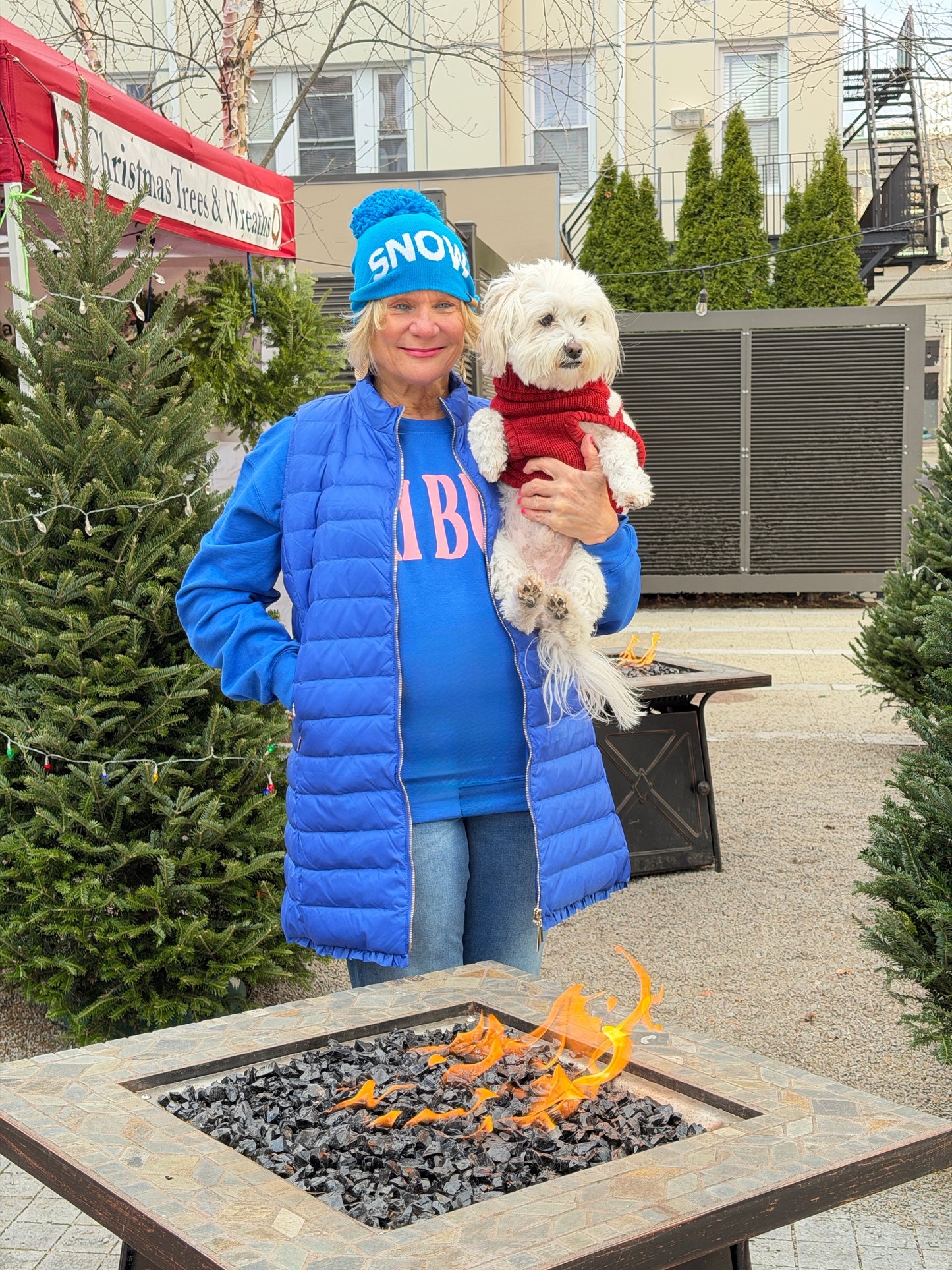 Blue Snow Pom Hat