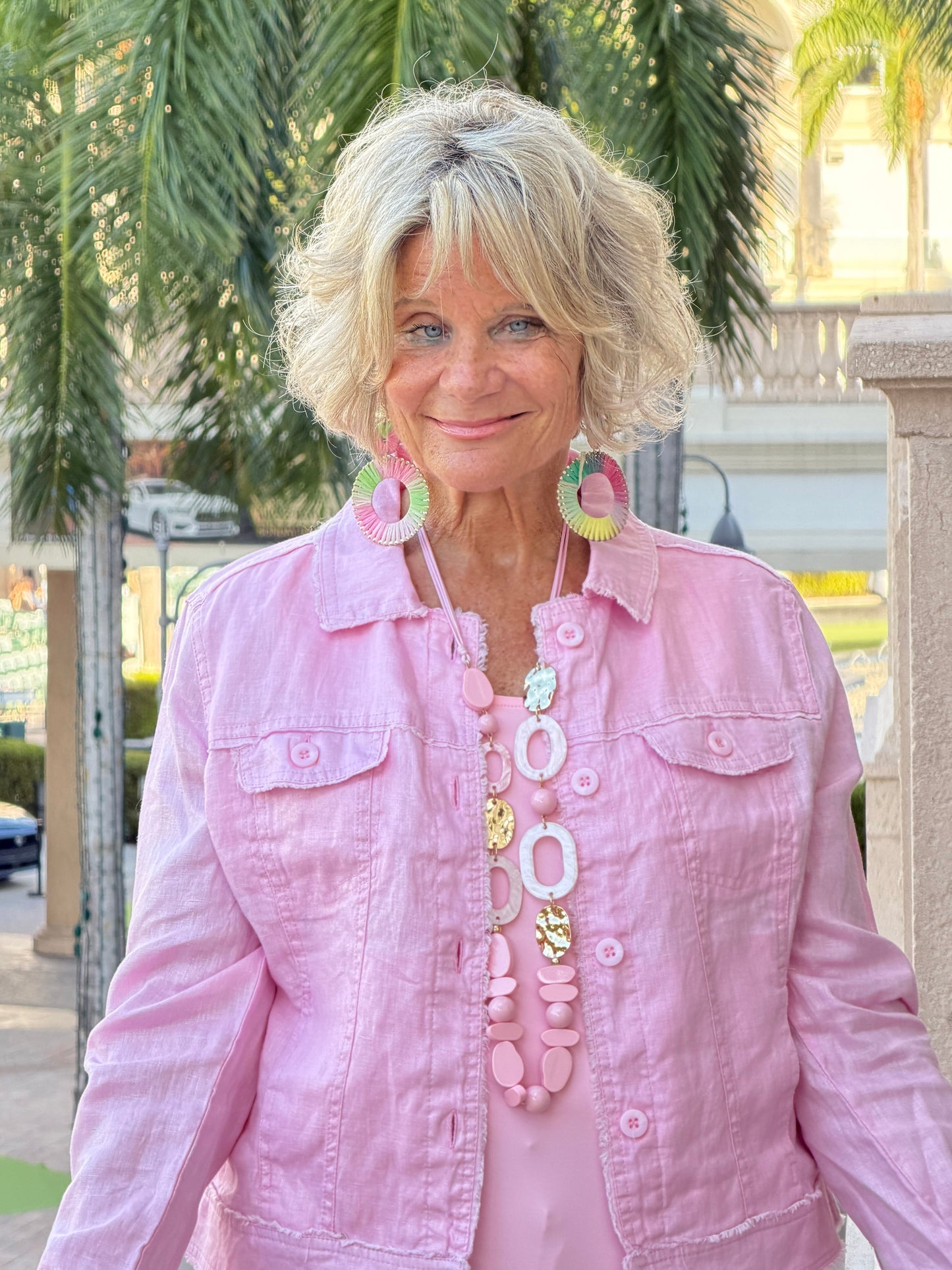 Lulu B Metallic Siesta Pink Linen Jacket