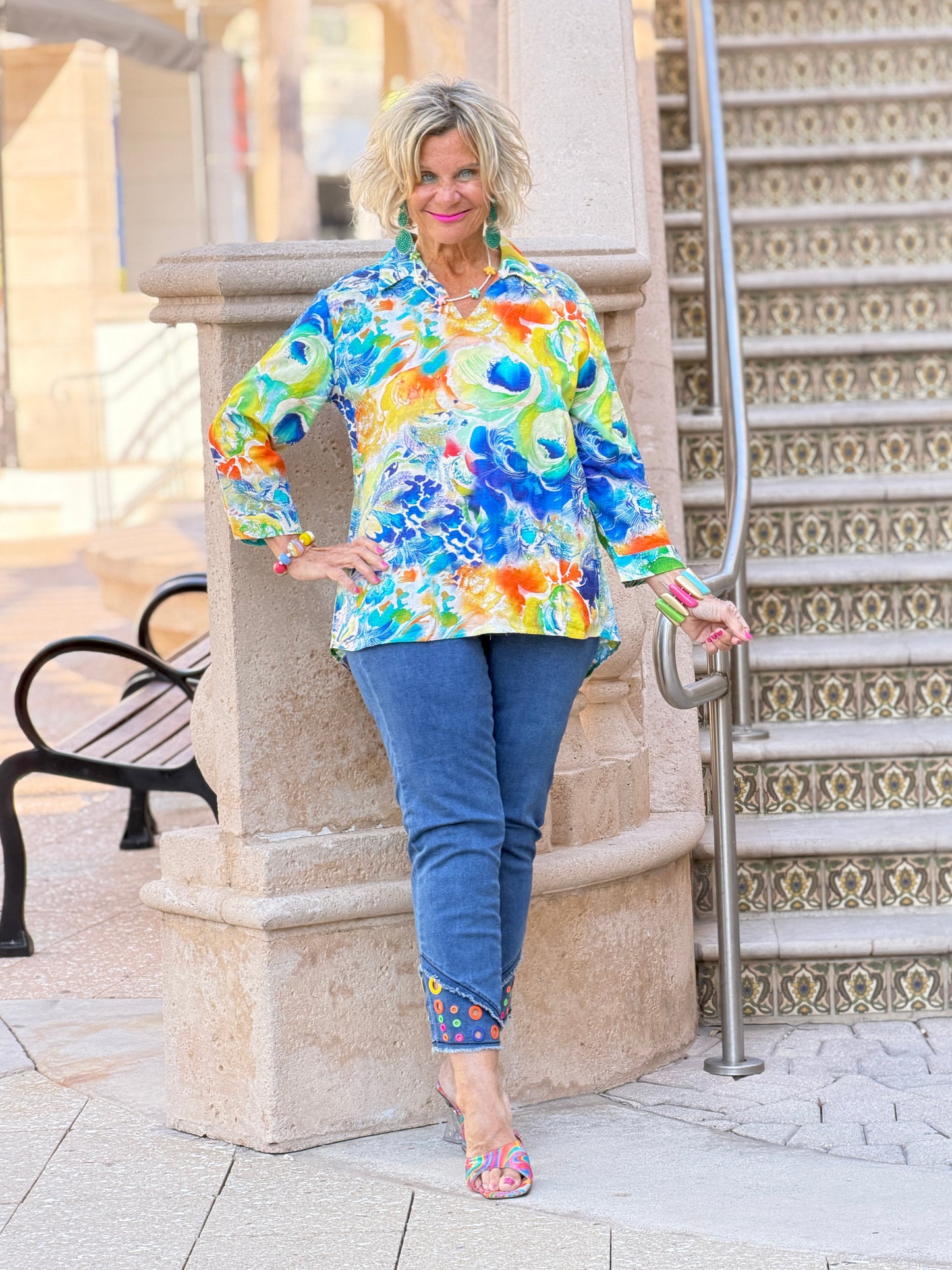 Ethyl Casual Collar V-Neck Blouse - Approval