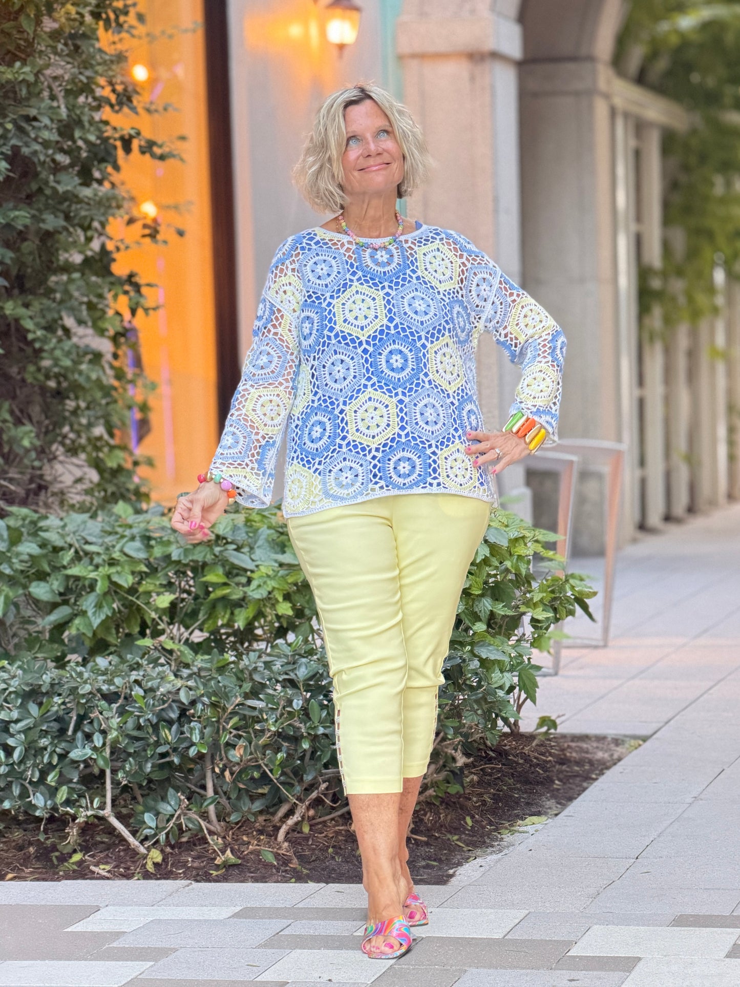 Azure Hexagon Crochet Sweater
