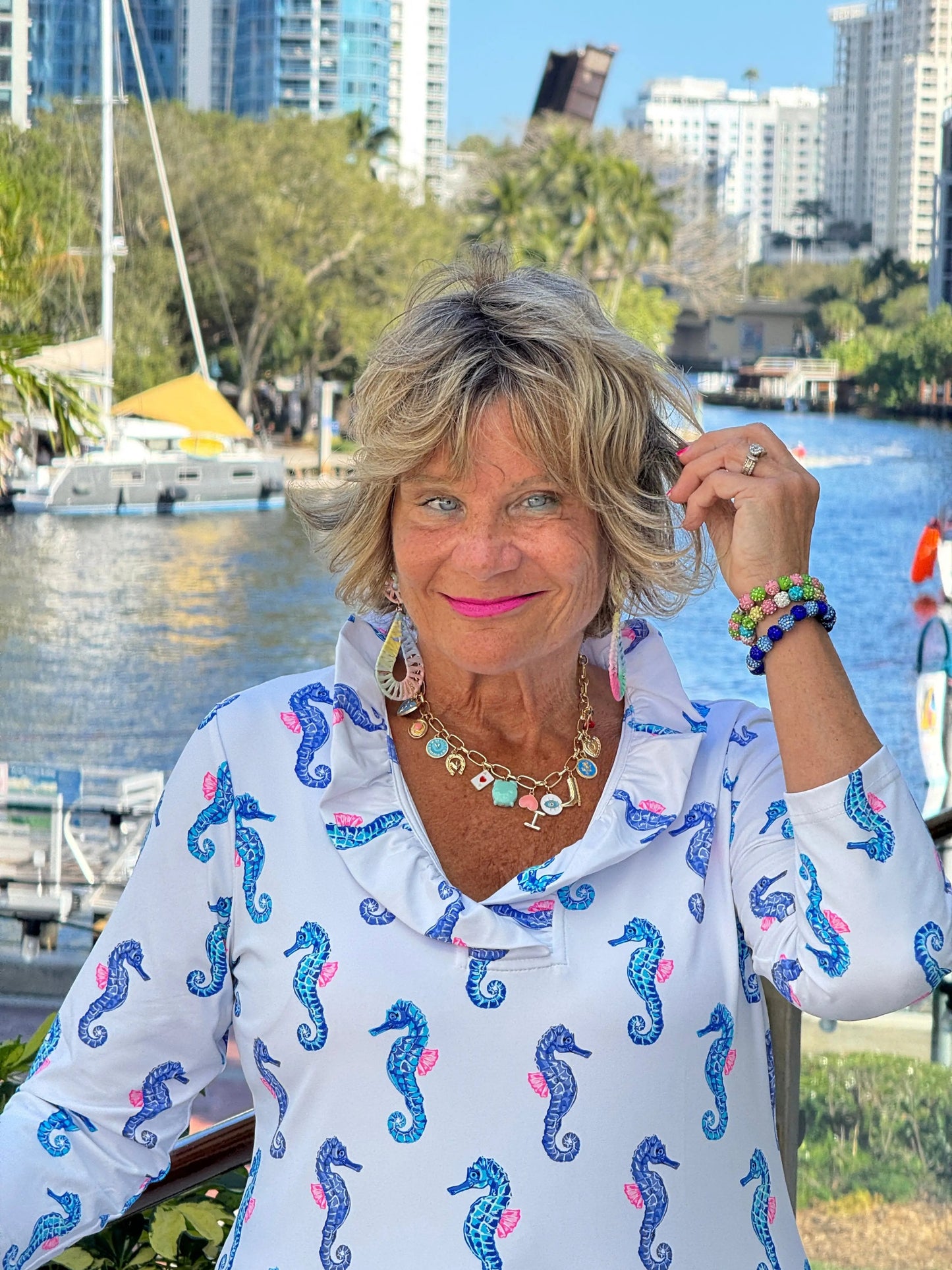LULU B SHORELINE CHARM RUFFLE TOP