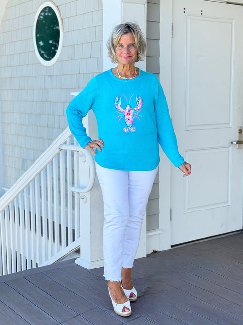 BEACH CLUB AQUA LOBSTER SWEATER