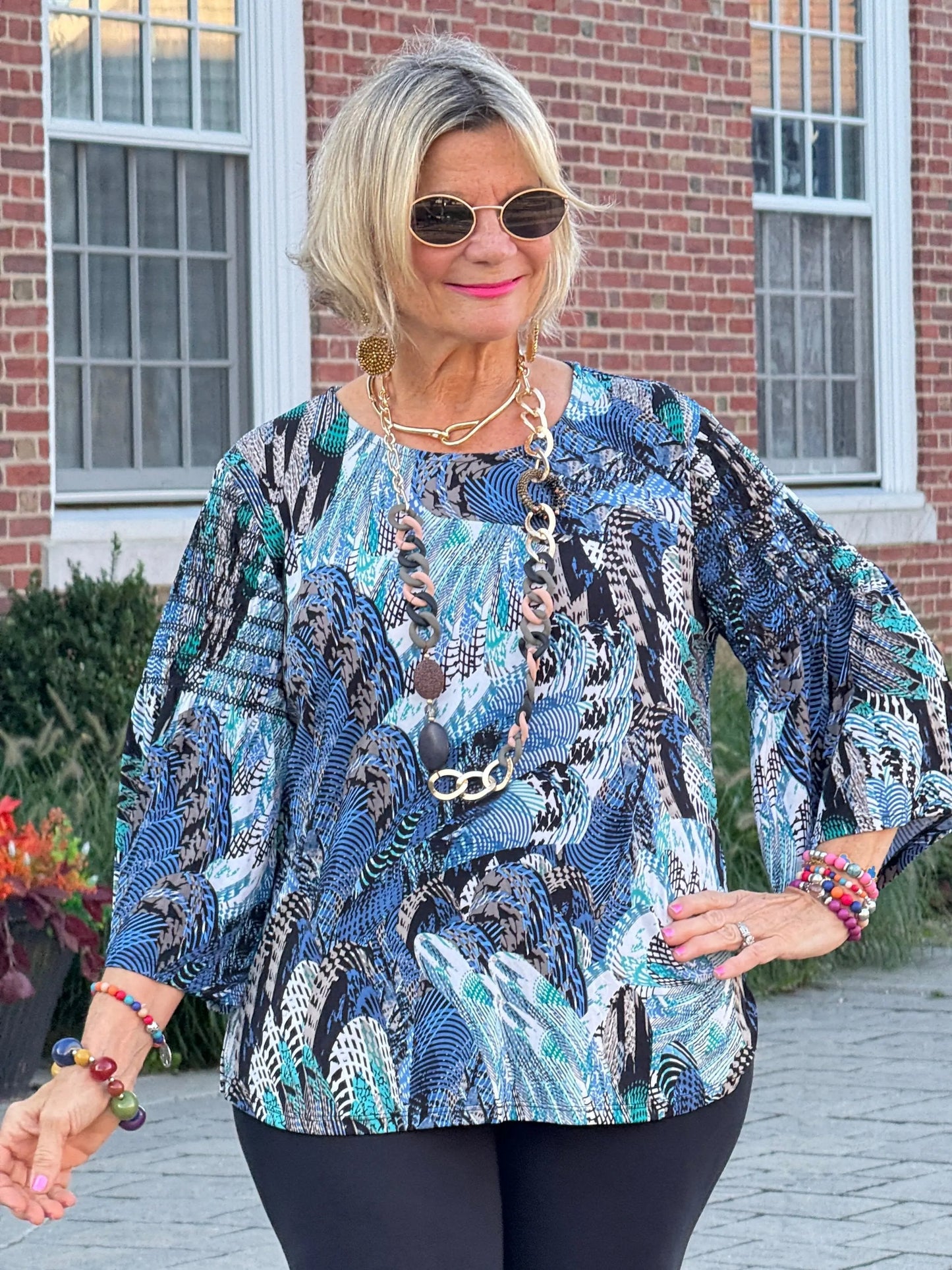 LEOPARD BLUE FASHION TOP