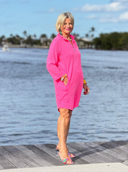 LULU-B HOT PINK TEXTURED DRESS