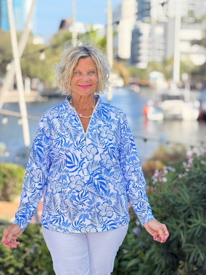 LULU B HIBISCUS COAST HALF ZIPPER